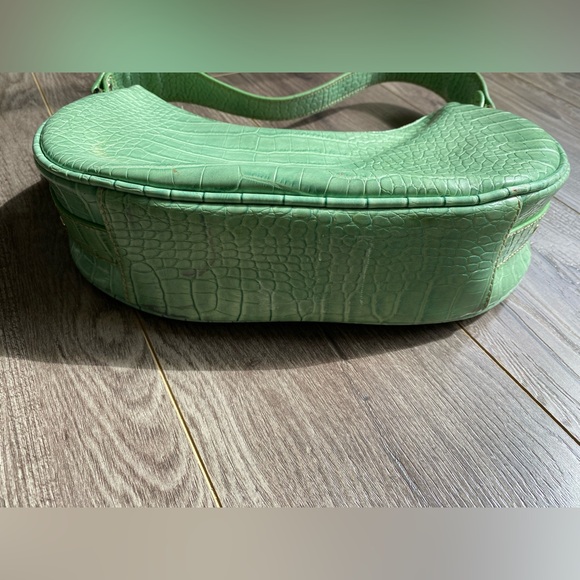 Liz Clairborne vintage green snakeskin structured zippered shoulder purse - Picture 11 of 13